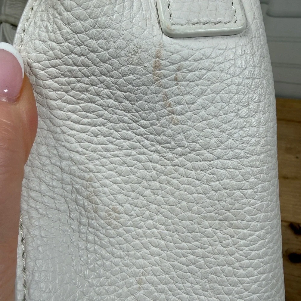 All Saints Chalk White Kita Pebbled Leather Hobo Shoulder Bag W/Pouch Minimalist